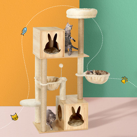 i.Pet Cat Tree 141cm Tower Scratching Post Scratcher Wood Bed Condo Toys House Ladder Pet Care > Cat Supplies > Cat Scratching Posts ipet