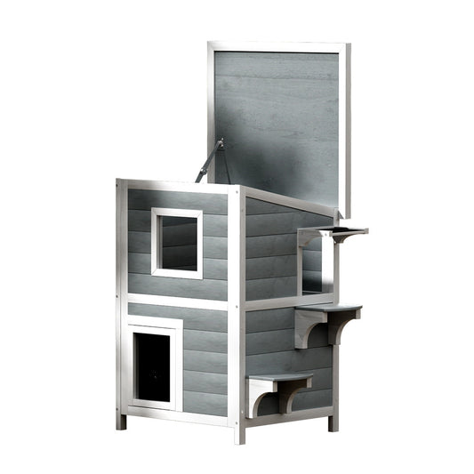 i.Pet Cat House Outdoor Shelter 56cm x 52cm x 82cm Rabbit Hutch Wooden Condo Small Dog Pet Enclosure Pet Care > Coops & Hutches > Small Animal Habitats & Cages Woofy and Whiskers