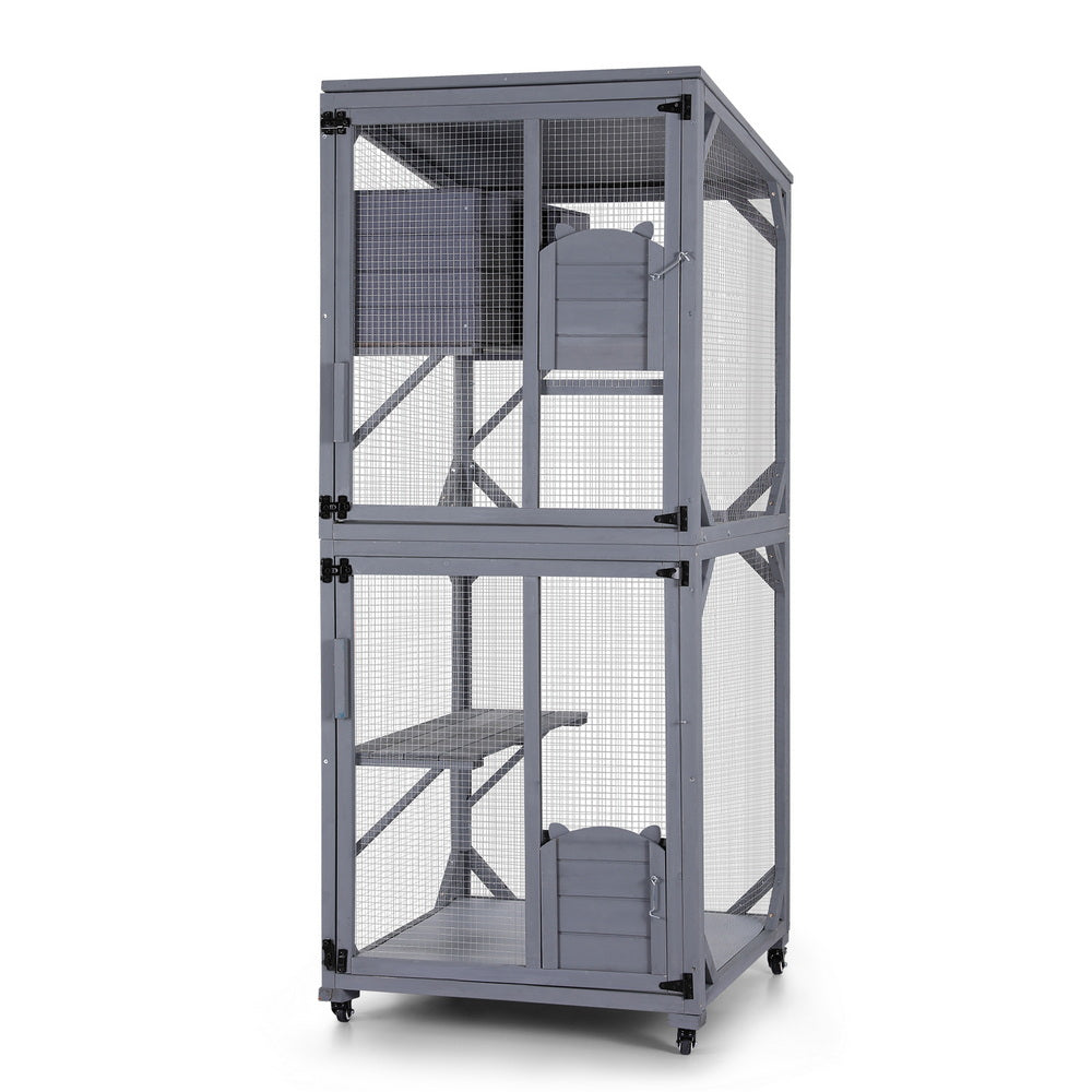 i.Pet Cat House Wooden 180cm Rabbit Hutch Pet Condo Small Dog Enclosure Cage Pet Care > Cat Supplies > Cat Carriers & Crates ipet