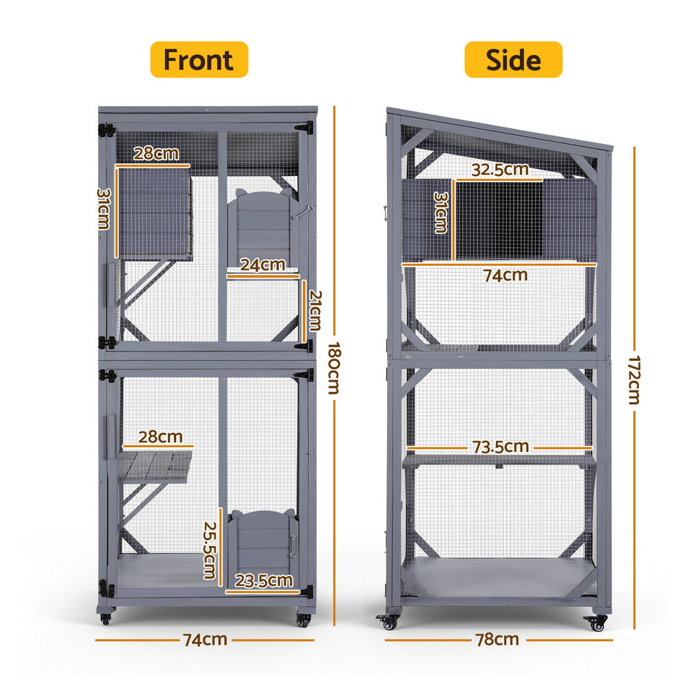 i.Pet Cat House Wooden 180cm Rabbit Hutch Pet Condo Small Dog Enclosure Cage Pet Care > Cat Supplies > Cat Carriers & Crates ipet