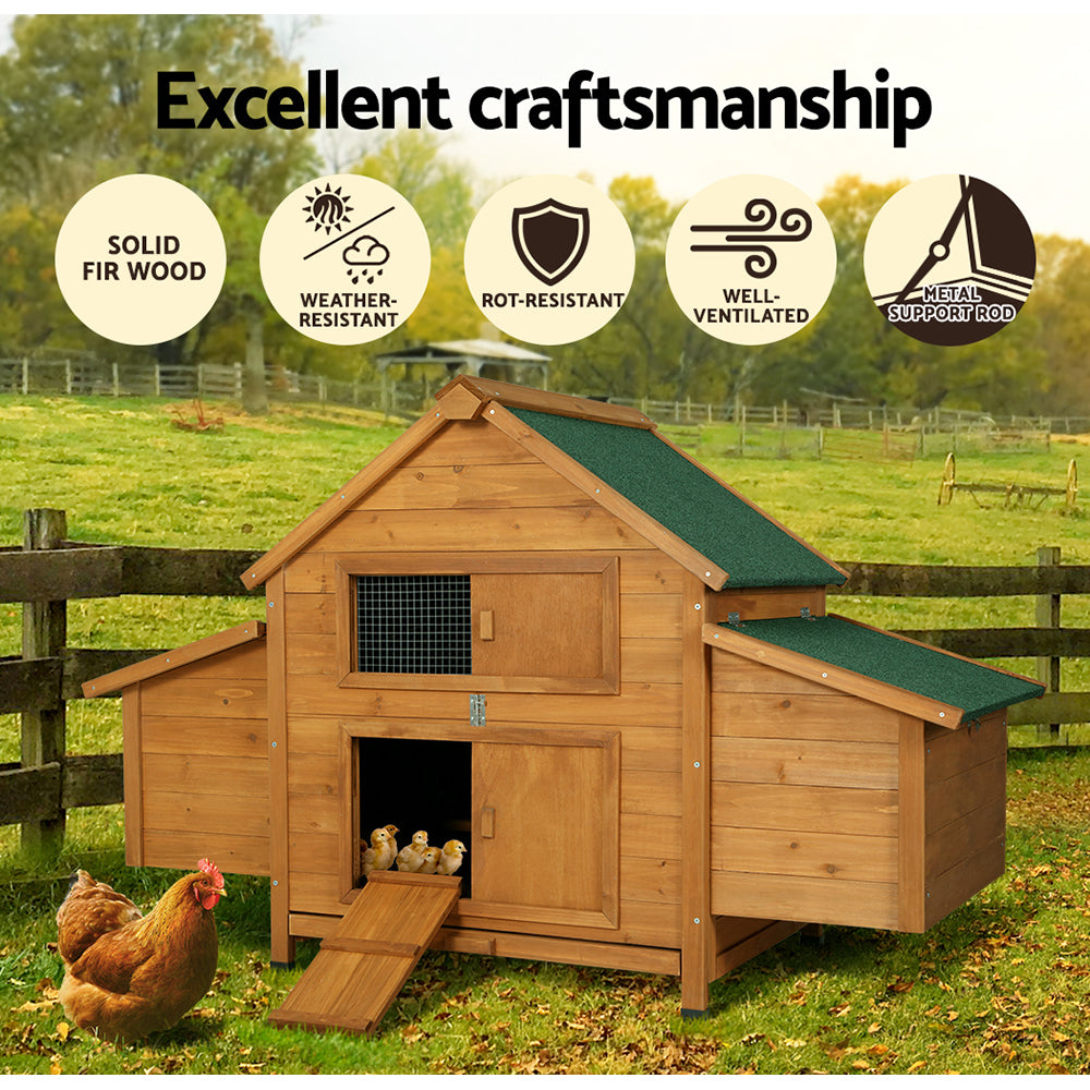 i.Pet Chicken Coop Rabbit Hutch 150cm x 68cm x 96cm Large House Run Cage Wooden Outdoor Pet Enclosure Pet Care > Coops & Hutches > Small Animal Habitats & Cages Woofy and Whiskers