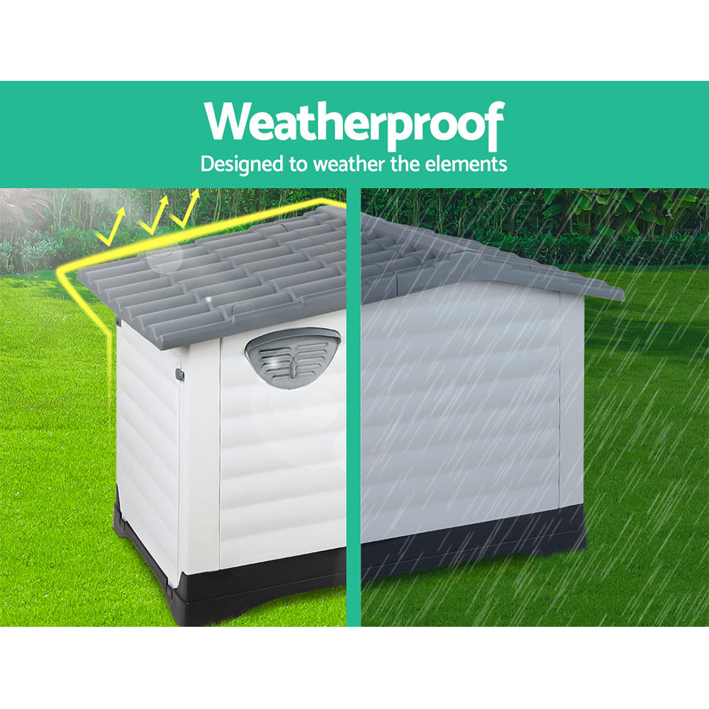 i.Pet Dog Kennel House Extra Large Outdoor Plastic Puppy Pet Cabin Shelter XL Grey Pet Care > Dog Supplies > Dog Kennels Woofy and Whiskers