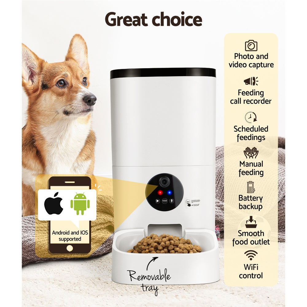 i.Pet Automatic Pet Feeder 6L Wifi Camera Dog Cat Smart Food Dispenser Timer Pet Care > Dog Supplies > Dog Bowls, Feeders & Waterers ipet