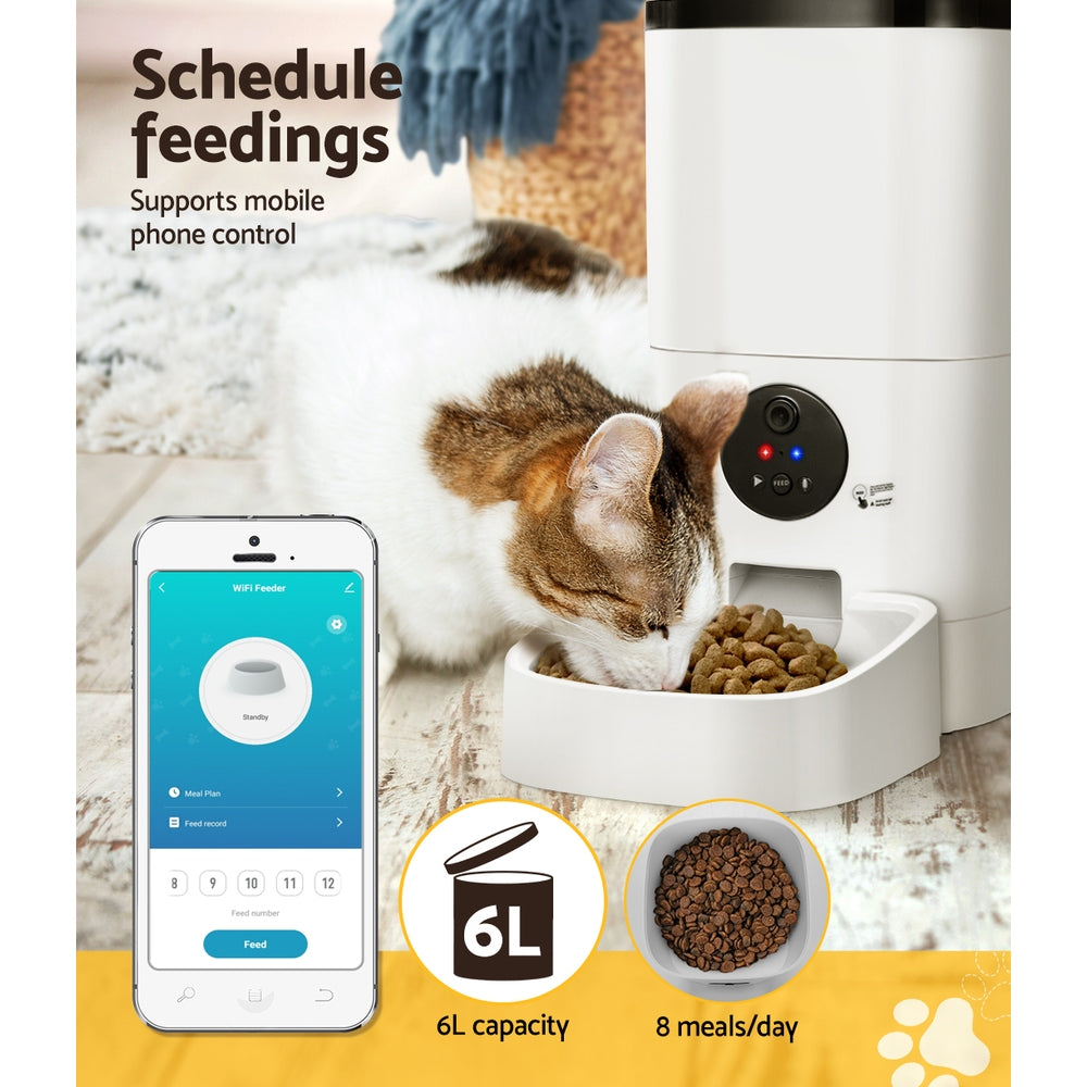 i.Pet Automatic Pet Feeder 6L Wifi Camera Dog Cat Smart Food Dispenser Timer Pet Care > Dog Supplies > Dog Bowls, Feeders & Waterers ipet