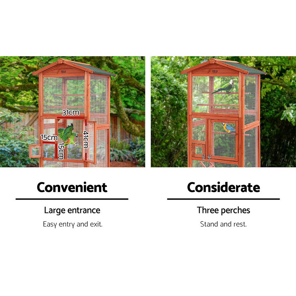 i.Pet Bird Cage 72cm x 60cm x 168cm Pet Cages Large Aviary Parrot Carrier Travel Canary Wooden XL Pet Care > Bird > Bird Cages & Stands ipet
