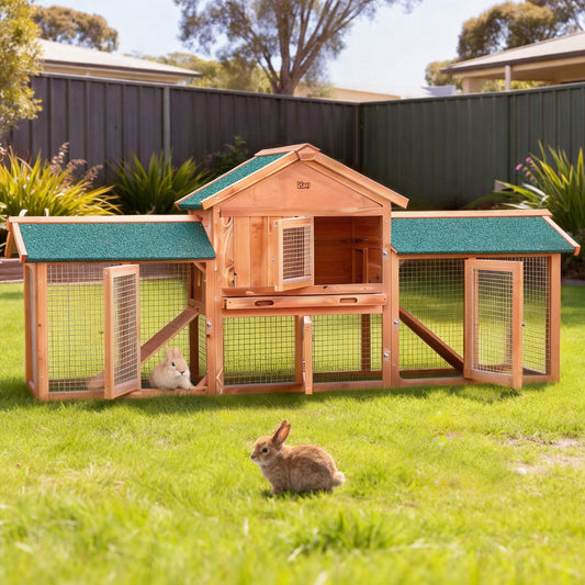 i.Pet Chicken Coop Rabbit Hutch 220cm x 44cm x 84cm Large Run Wooden Outdoor Bunny Cage House Pet Care > Coops & Hutches > Small Animal Habitats & Cages Woofy and Whiskers