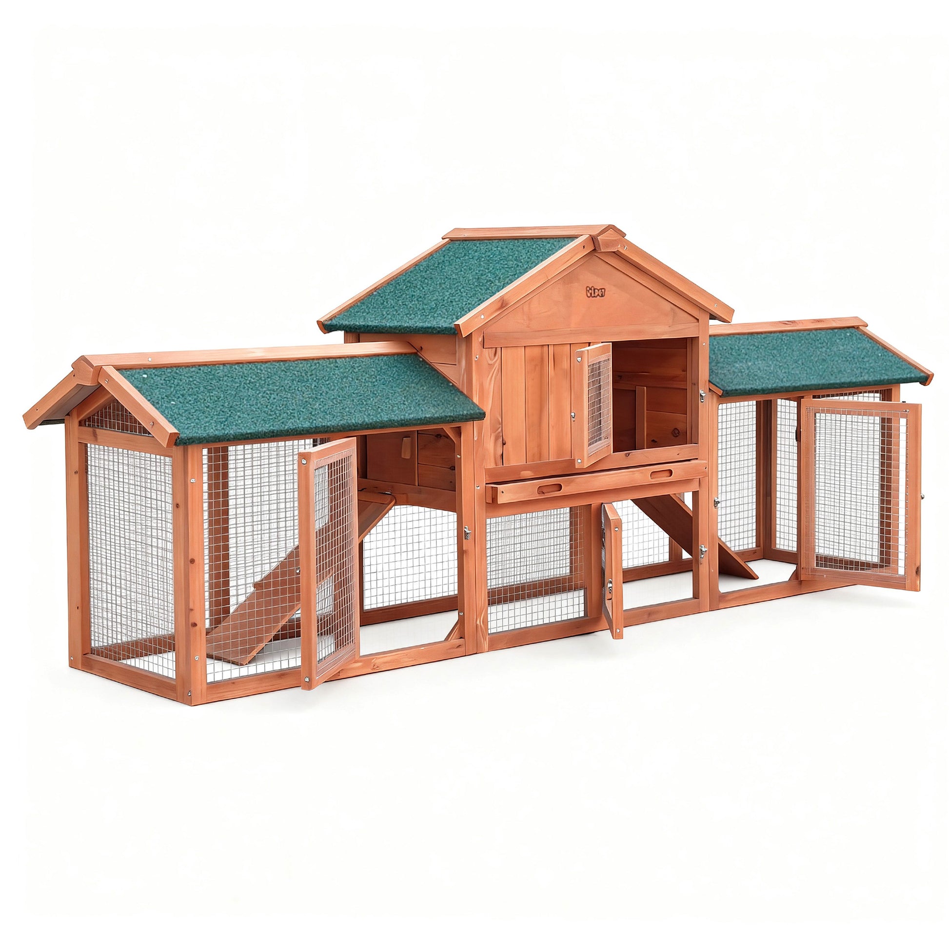 i.Pet Chicken Coop Rabbit Hutch 220cm x 44cm x 84cm Large Run Wooden Outdoor Bunny Cage House Pet Care > Coops & Hutches > Small Animal Habitats & Cages Woofy and Whiskers