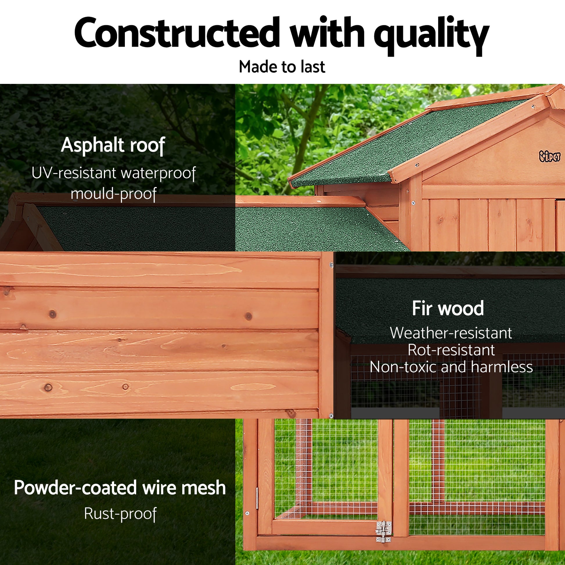i.Pet Chicken Coop Rabbit Hutch 220cm x 44cm x 84cm Large Run Wooden Outdoor Bunny Cage House Pet Care > Coops & Hutches > Small Animal Habitats & Cages Woofy and Whiskers