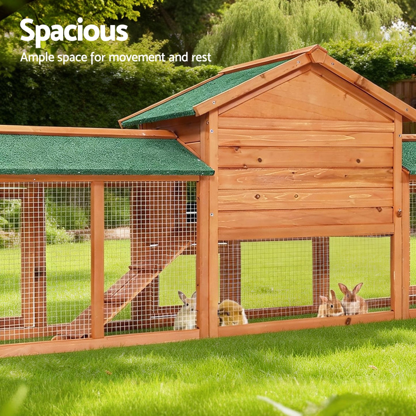 i.Pet Chicken Coop Rabbit Hutch 220cm x 44cm x 84cm Large Run Wooden Outdoor Bunny Cage House Pet Care > Coops & Hutches > Small Animal Habitats & Cages Woofy and Whiskers