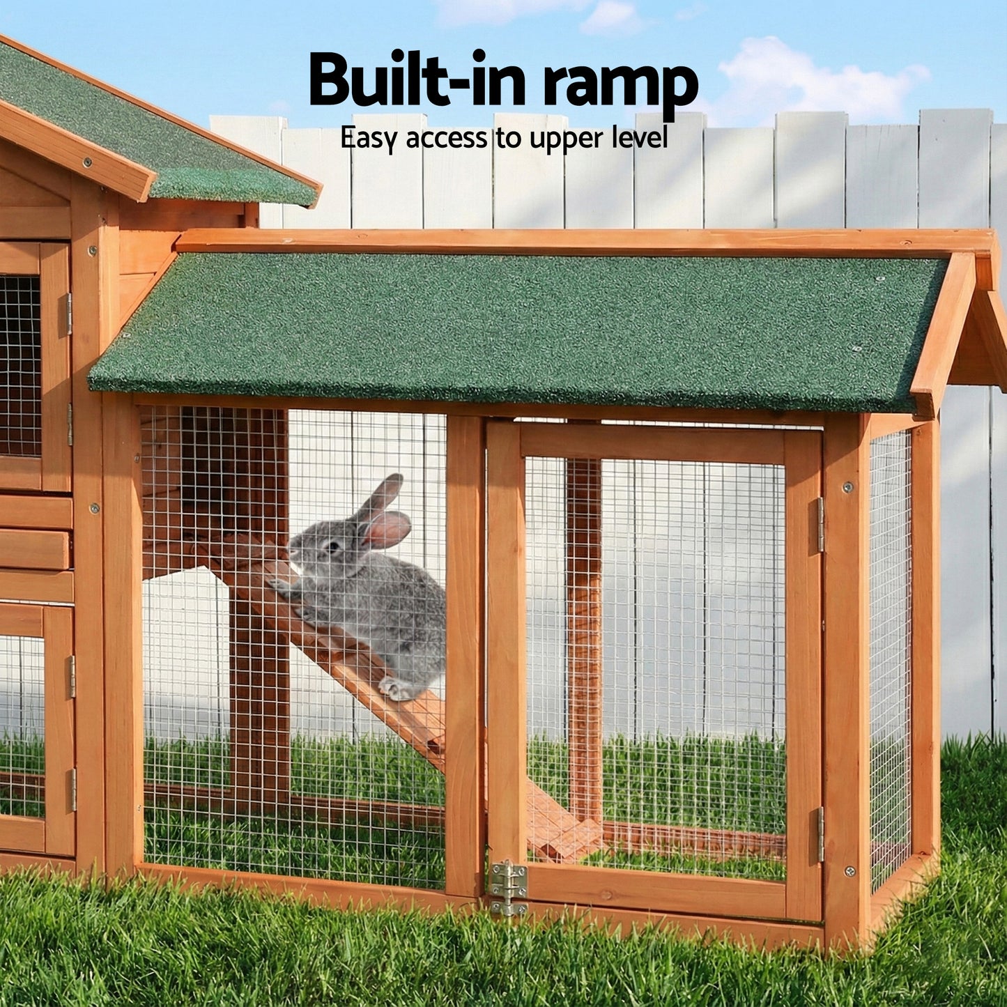 i.Pet Chicken Coop Rabbit Hutch 220cm x 44cm x 84cm Large Run Wooden Outdoor Bunny Cage House Pet Care > Coops & Hutches > Small Animal Habitats & Cages Woofy and Whiskers