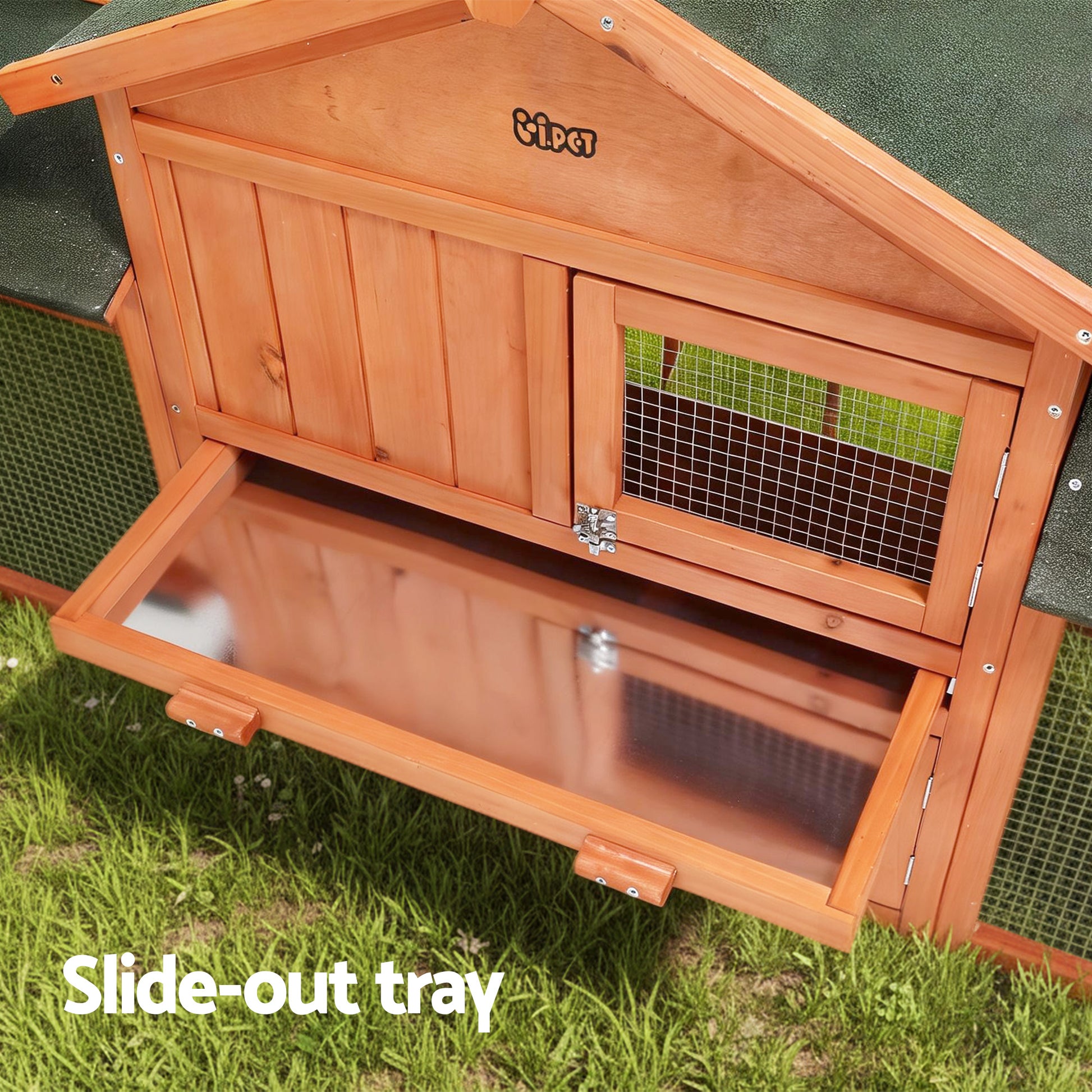 i.Pet Chicken Coop Rabbit Hutch 220cm x 44cm x 84cm Large Run Wooden Outdoor Bunny Cage House Pet Care > Coops & Hutches > Small Animal Habitats & Cages Woofy and Whiskers