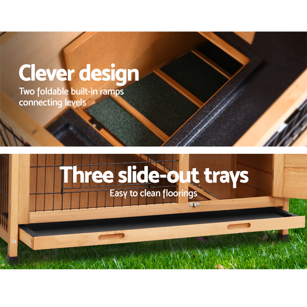 i.Pet Rabbit Hutch 91.5cm x 46cm x 116.5cm Chicken Coop Large House Cage Run Wooden Bunny Outdoor Pet Care > Coops & Hutches > Small Animal Habitats & Cages Woofy and Whiskers
