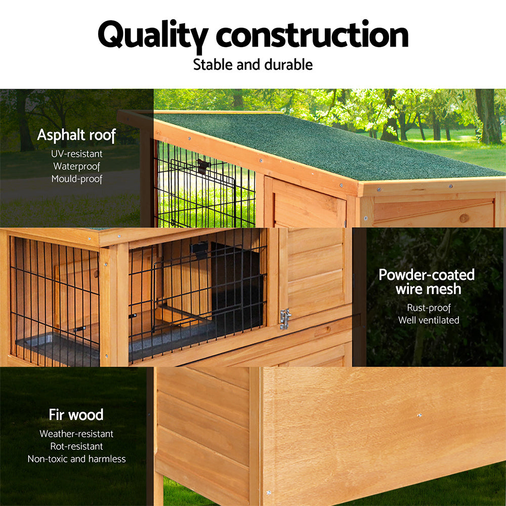 i.Pet Rabbit Hutch 91.5cm x 46cm x 116.5cm Chicken Coop Large House Cage Run Wooden Bunny Outdoor Pet Care > Coops & Hutches > Small Animal Habitats & Cages Woofy and Whiskers