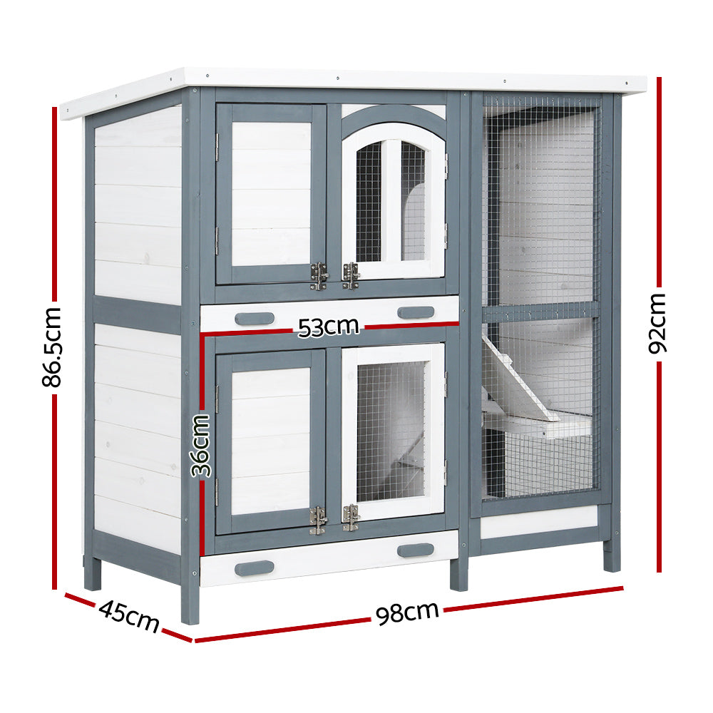 .Pet 2-Tier Wooden Rabbit Hutch & Guinea Pig Cage (98cm) Pet Care > Coops & Hutches > Small Animal Habitats & Cages Ipet