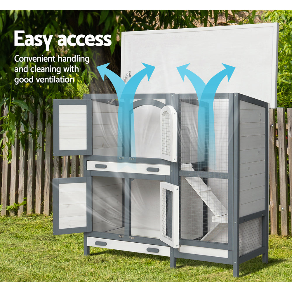 .Pet 2-Tier Wooden Rabbit Hutch & Guinea Pig Cage (98cm) Pet Care > Coops & Hutches > Small Animal Habitats & Cages Ipet