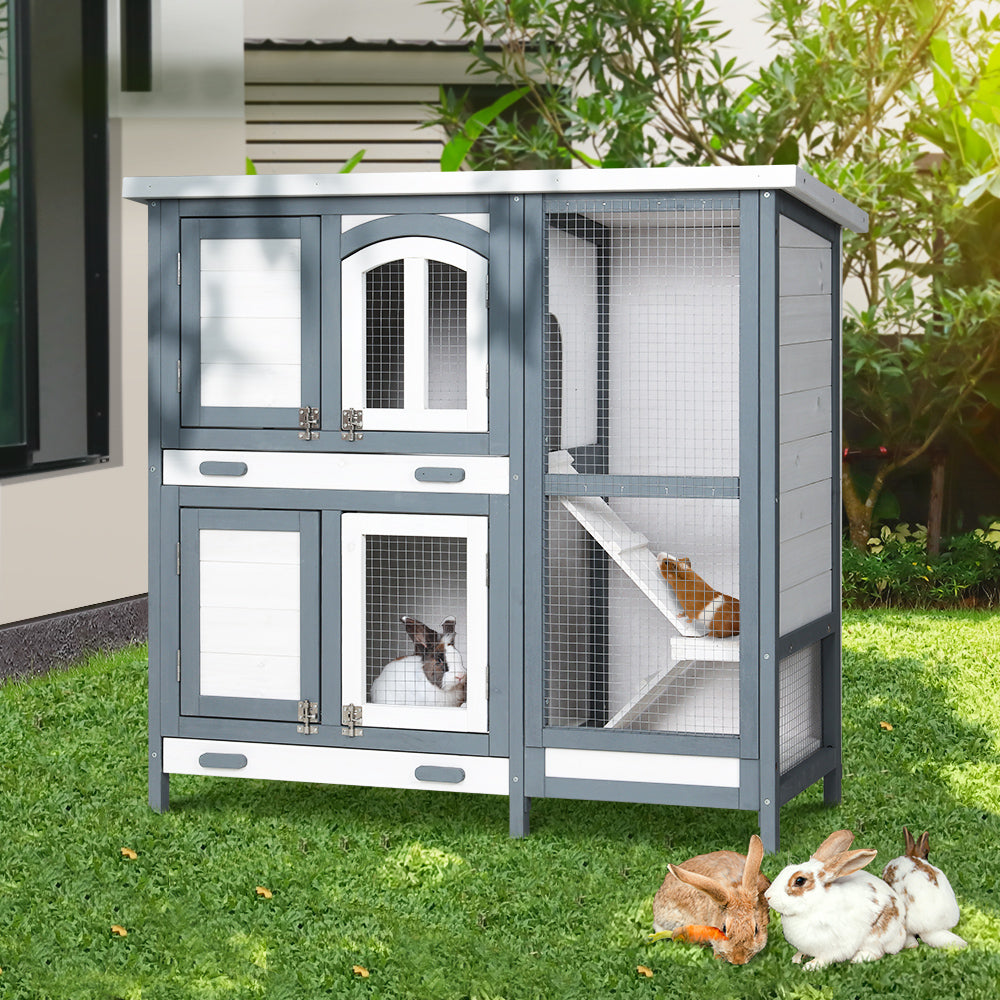 .Pet 2-Tier Wooden Rabbit Hutch & Guinea Pig Cage (98cm) Pet Care > Coops & Hutches > Small Animal Habitats & Cages Ipet