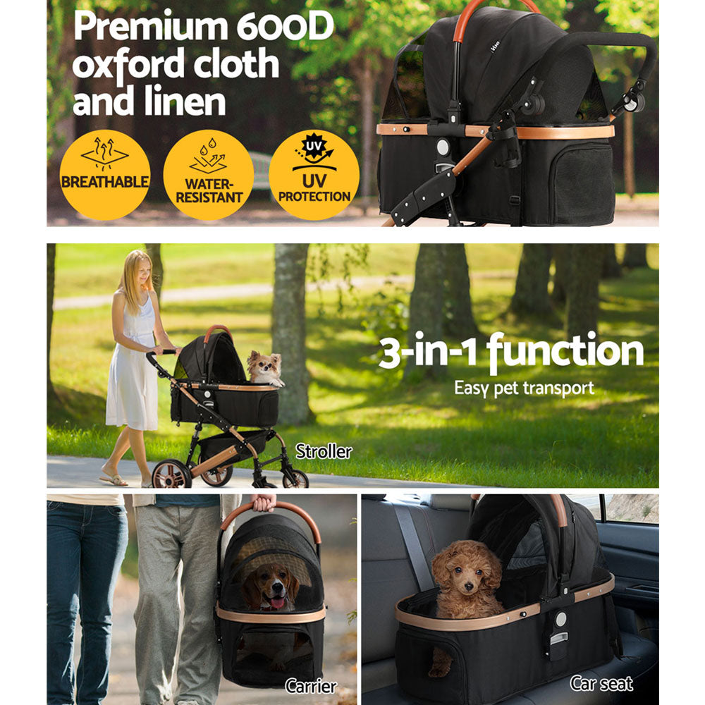 i.Pet Pet Stroller Dog Pram Large Cat Carrier Travel Foldable Pushchair 4 Wheels Pet Care > Cat Supplies > Cat Carriers & Crates ipet