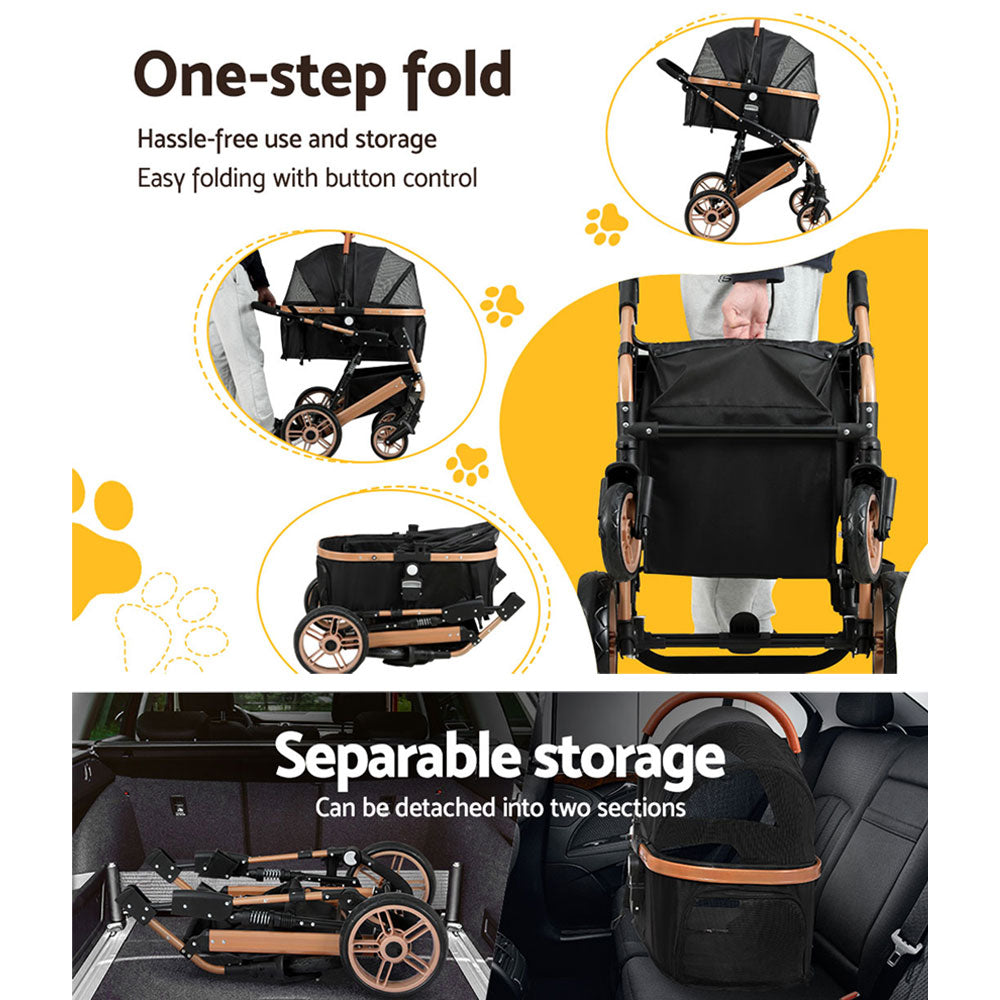 i.Pet Pet Stroller Dog Pram Large Cat Carrier Travel Foldable Pushchair 4 Wheels Pet Care > Cat Supplies > Cat Carriers & Crates ipet