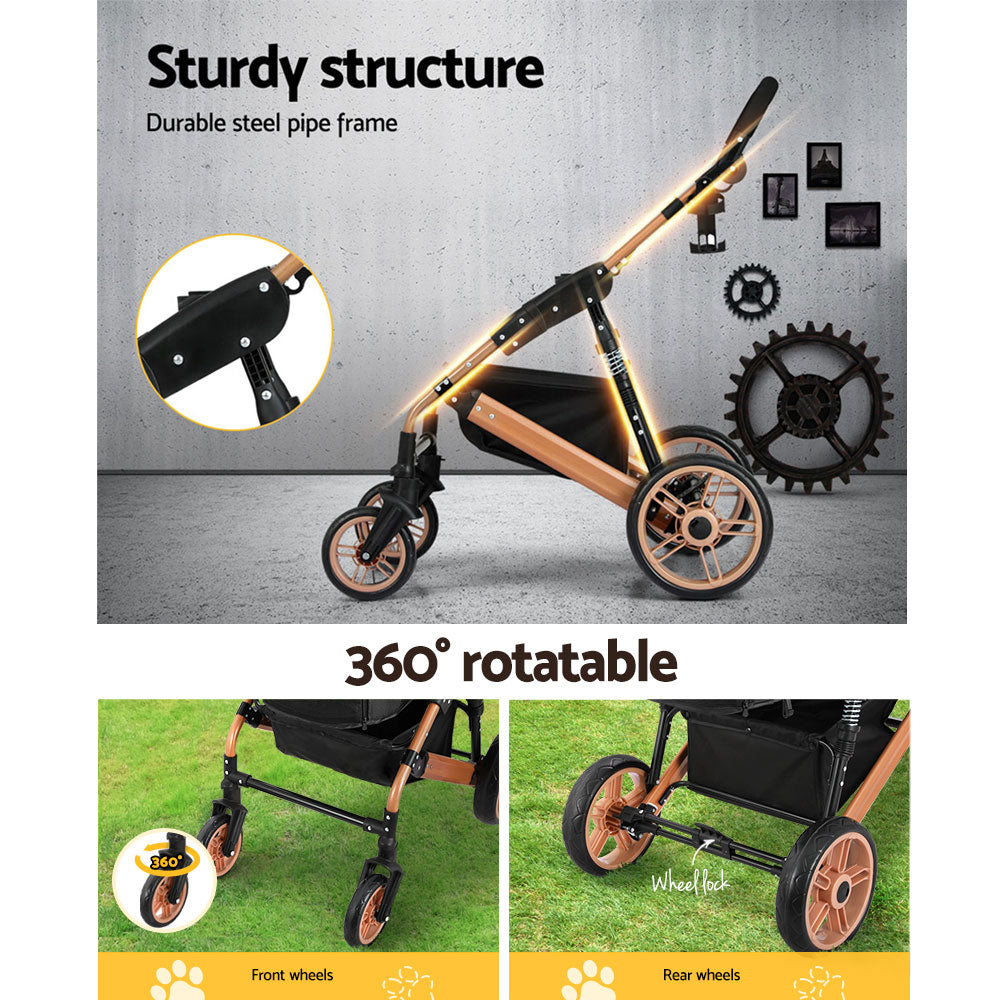 i.Pet Pet Stroller Dog Pram Large Cat Carrier Travel Foldable Pushchair 4 Wheels Pet Care > Cat Supplies > Cat Carriers & Crates ipet