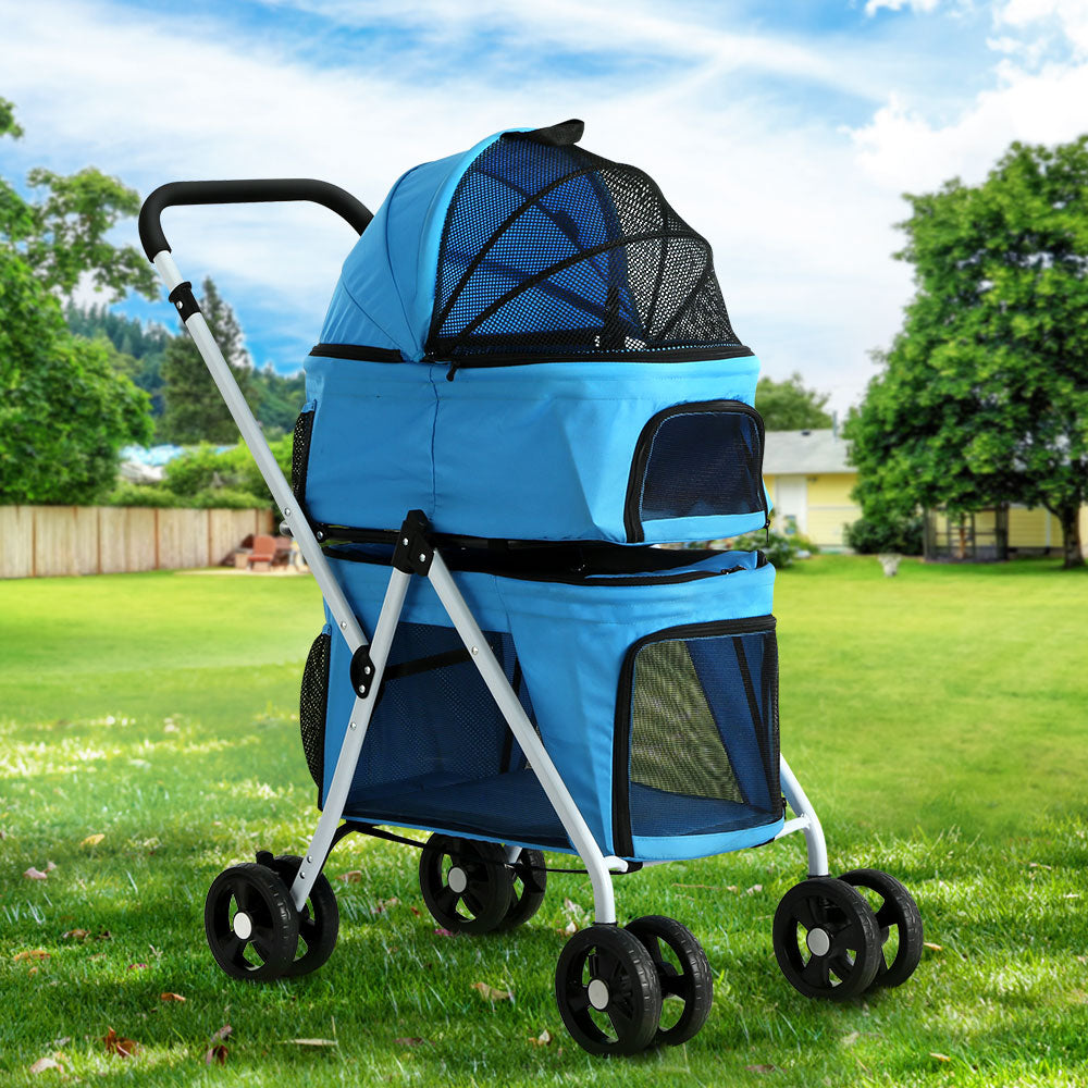 i.Pet Pet Stroller Dog Pram Large Cat Carrier Travel Foldable 4 Wheels Double Pet Care > Cat Supplies > Cat Carriers & Crates ipet
