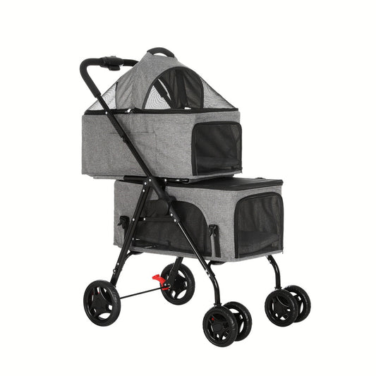 i.Pet Pet Stroller 2-tier Dog Pram Large Cat Carrier Travel Pushchair Foldable Pet Care > Cat Supplies > Cat Carriers & Crates Woofy and Whiskers