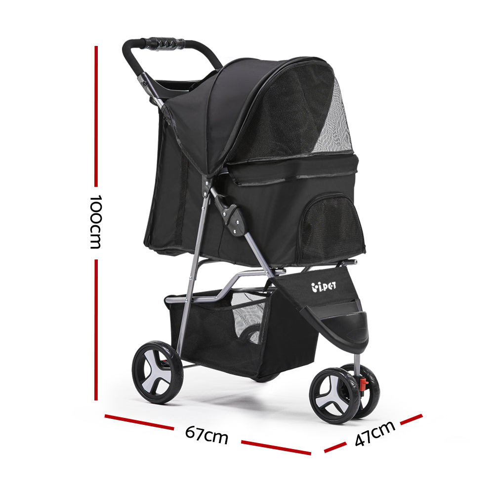 i.Pet Pet Stroller Dog Pram Cat Carrier Large Travel Pushchair Foldable 3 Wheels Pet Care > Cat Supplies > Cat Carriers & Crates ipet