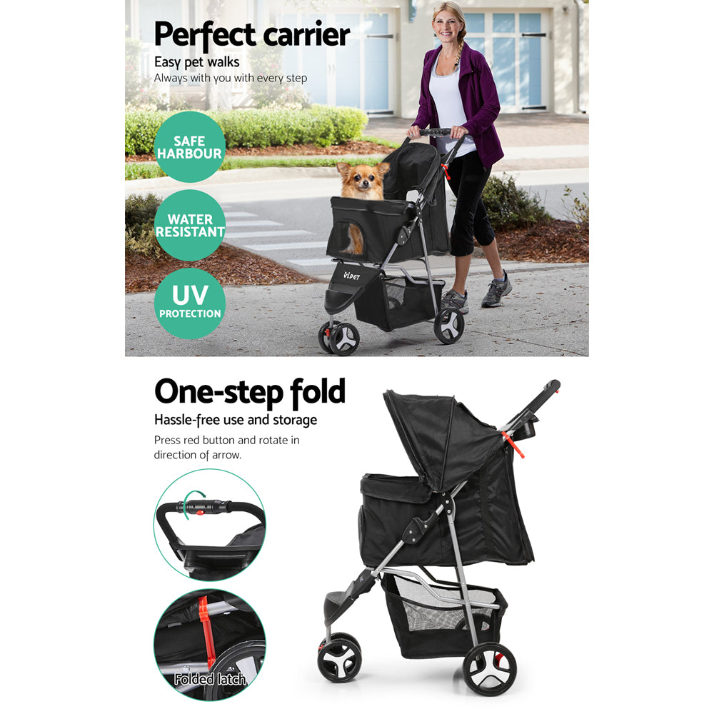 i.Pet Pet Stroller Dog Pram Cat Carrier Large Travel Pushchair Foldable 3 Wheels Pet Care > Cat Supplies > Cat Carriers & Crates ipet