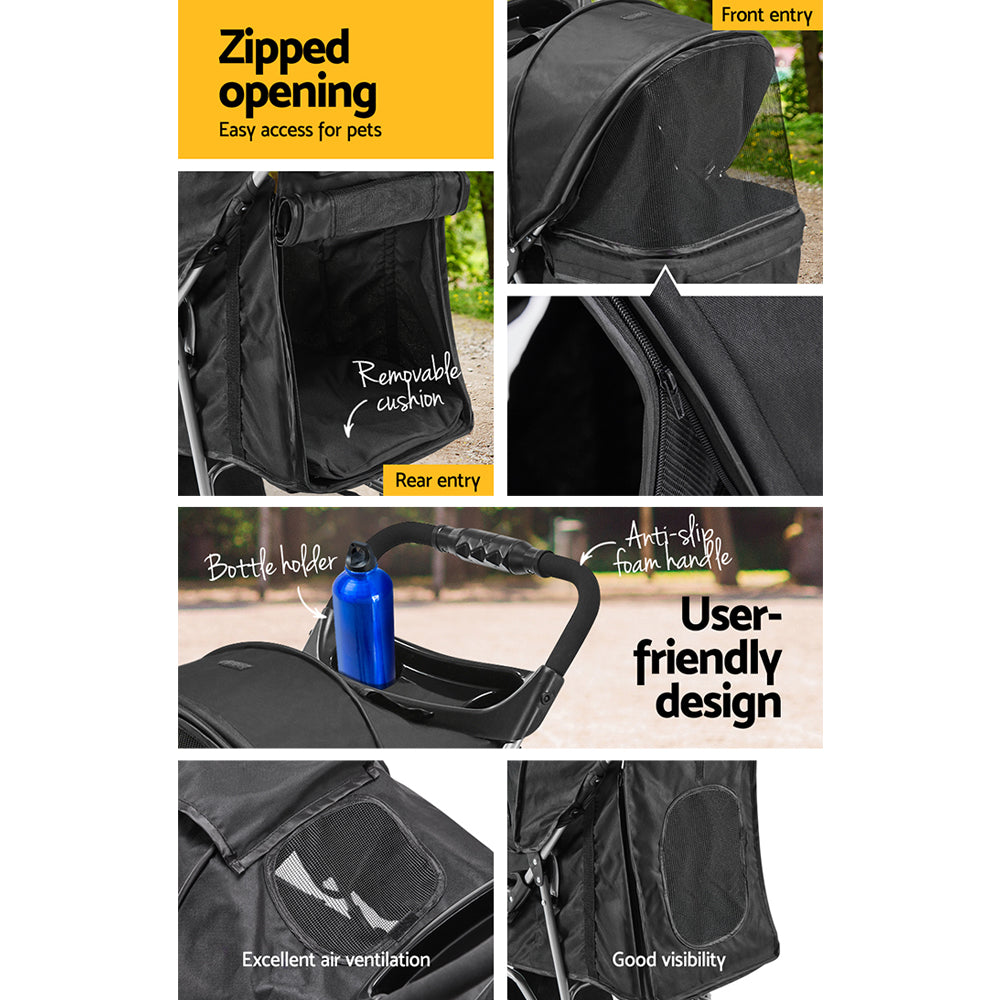 i.Pet Pet Stroller Dog Pram Cat Carrier Large Travel Pushchair Foldable 3 Wheels Pet Care > Cat Supplies > Cat Carriers & Crates ipet