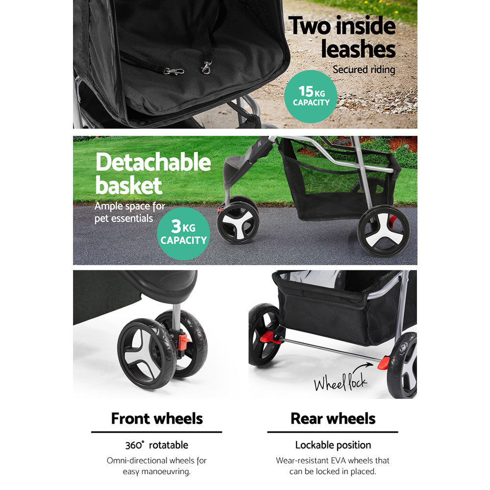 i.Pet Pet Stroller Dog Pram Cat Carrier Large Travel Pushchair Foldable 3 Wheels Pet Care > Cat Supplies > Cat Carriers & Crates ipet