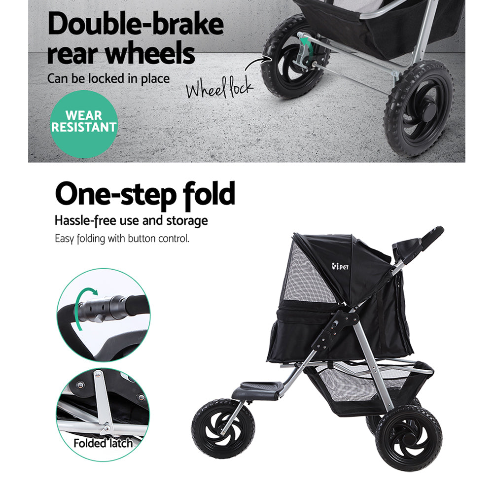 i.Pet Pet Stroller Dog Pram Large Cat Carrier Travel 3 Wheels Foldable Pushchair Pet Care > Cat Supplies > Cat Carriers & Crates ipet