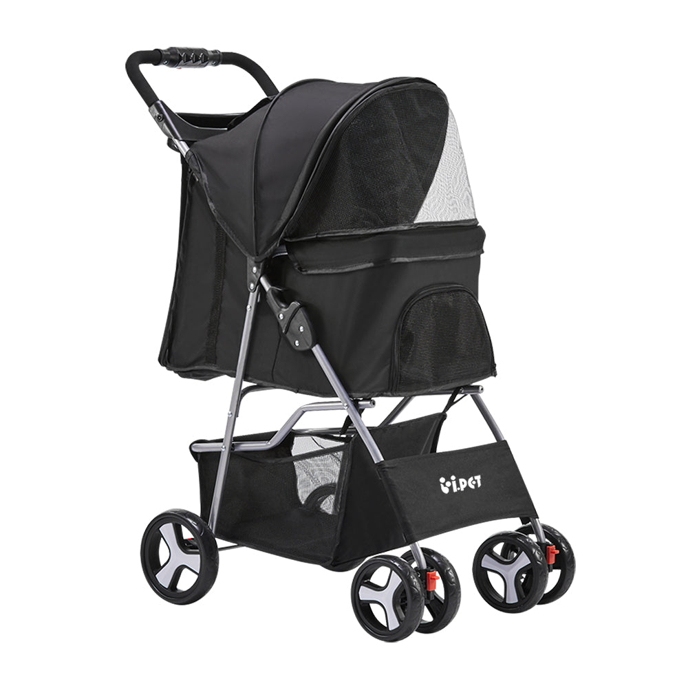 i.Pet 4 Wheel Pet Stroller - Black pet stroller ipet