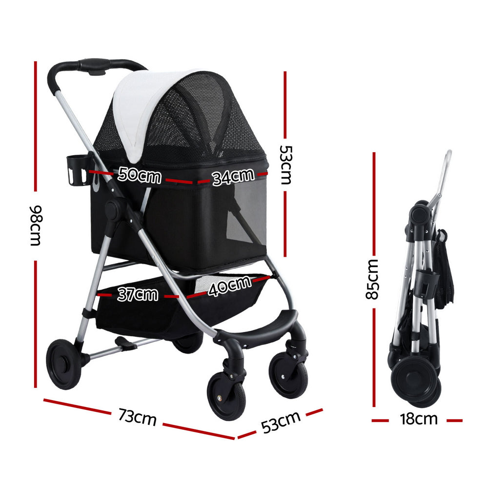 i.Pet Foldable 4 Wheels Pet Stroller Pet Care > Cat Supplies > Cat Carriers & Crates ipet