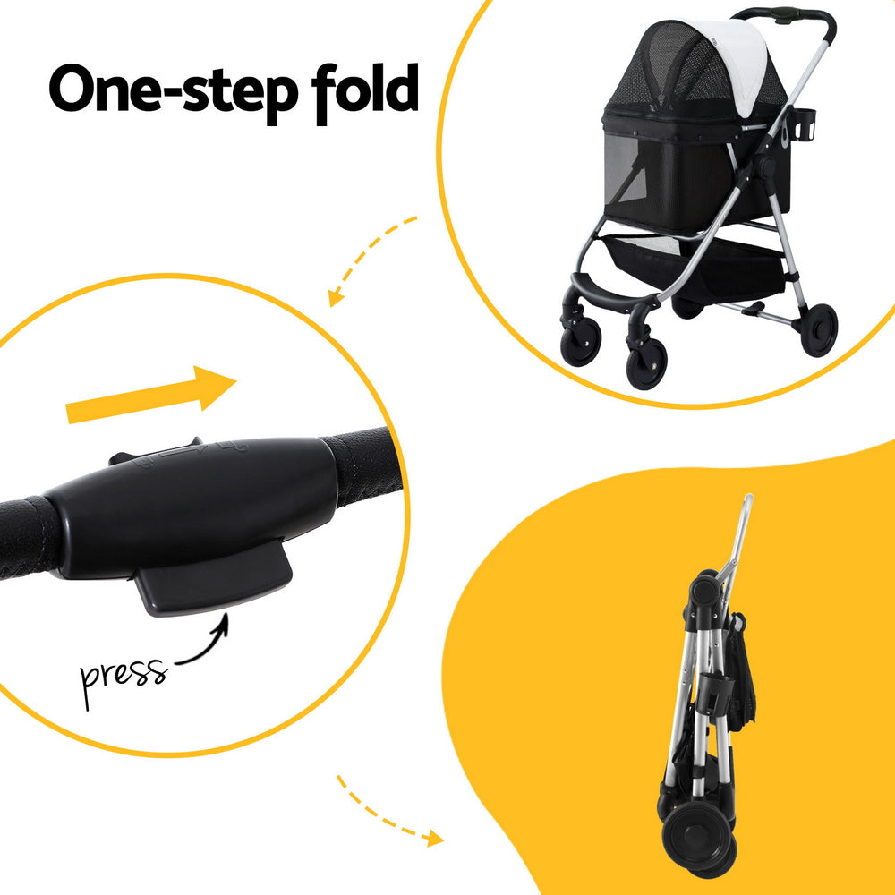 i.Pet Foldable 4 Wheels Pet Stroller Pet Care > Cat Supplies > Cat Carriers & Crates ipet