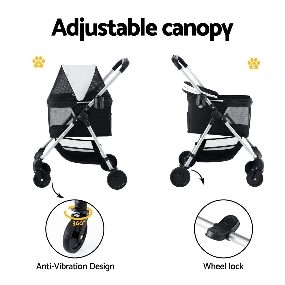 i.Pet Foldable 4 Wheels Pet Stroller Pet Care > Cat Supplies > Cat Carriers & Crates ipet