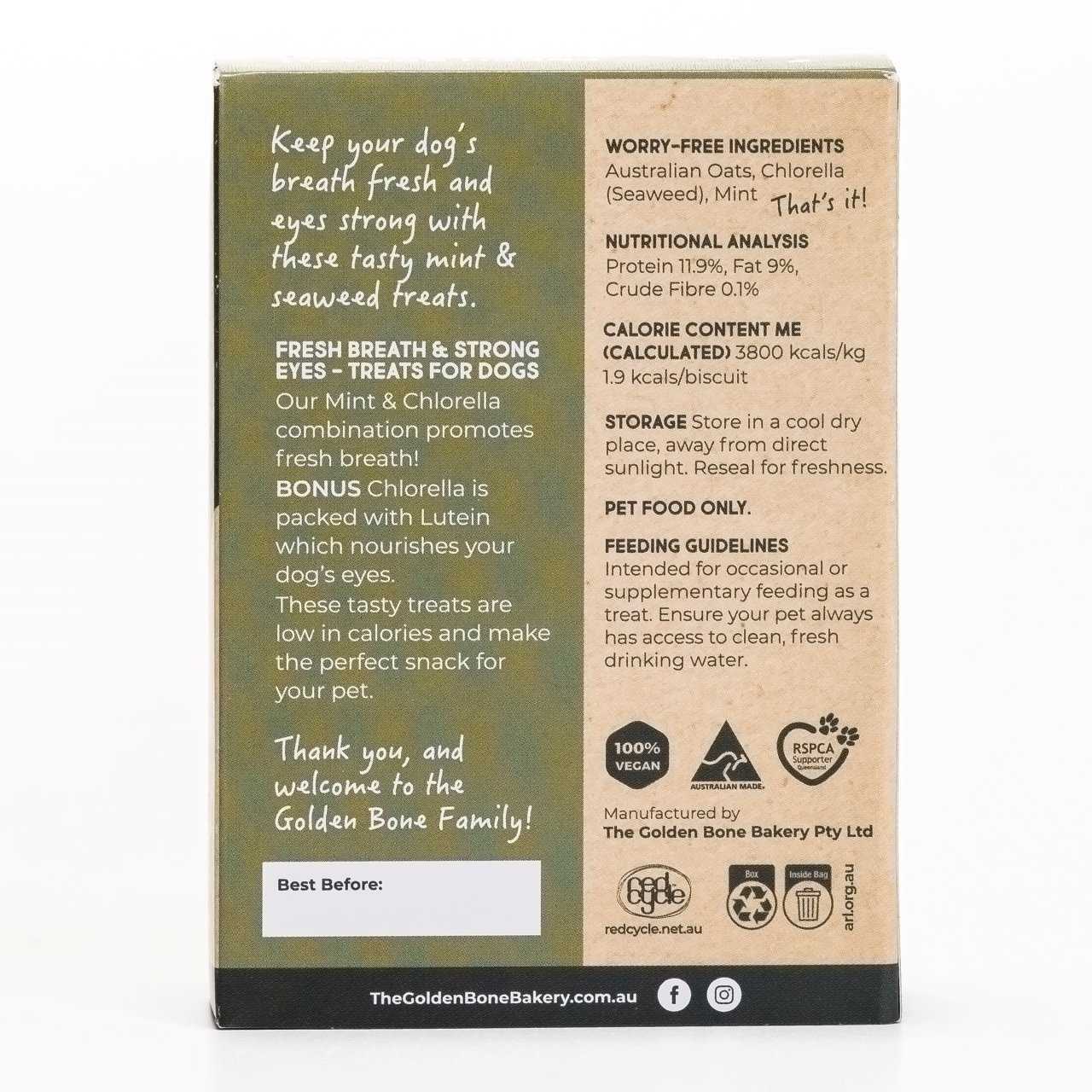The Golden Bone Bakery 16 x 40g - Fresh Breath & Strong Eyes Dog Dog treats The golden bone bakery