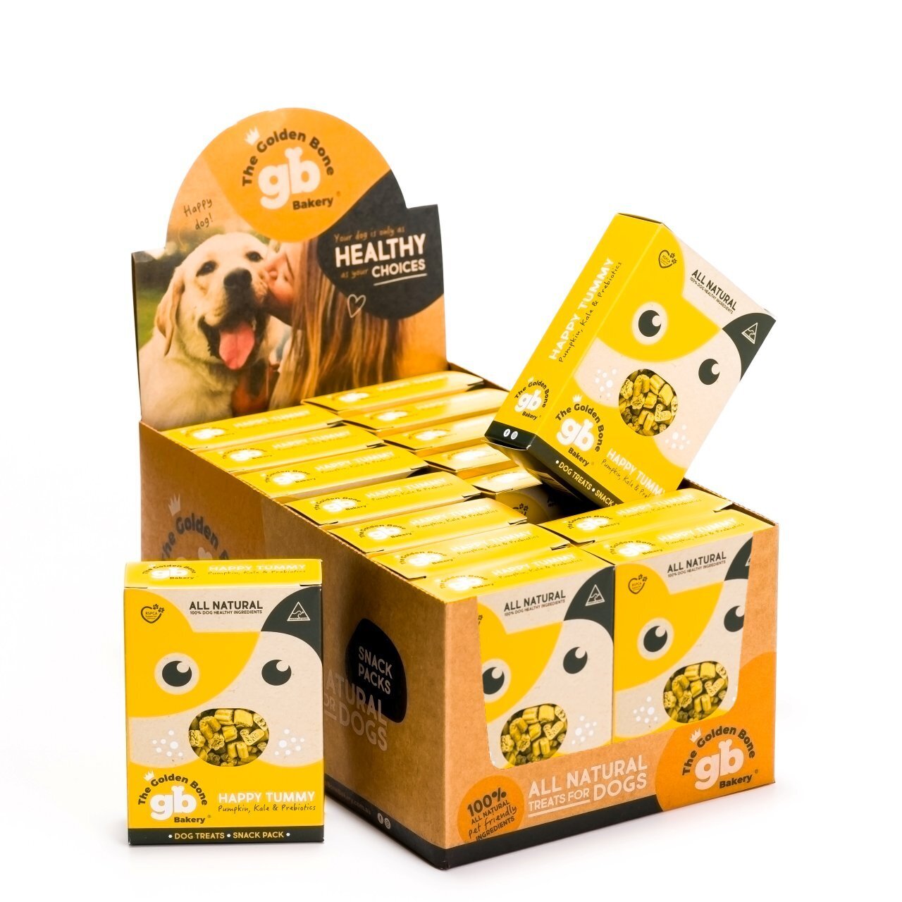 The Golden Bone Bakery 16 x 40g - Happy Tummy Dog Treats Woofy and Whiskers