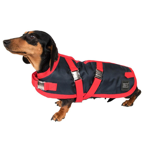 ZeeZ – Waterproof Supreme Dachshund Dog Coat – Navy Stone/Red Dog Coat ZEES 17 Navy