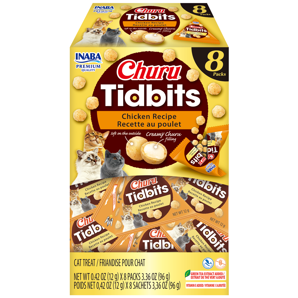 INABA Churu -Cat-Tidbits Chicken Recipe with Dashi Flavor-Treat Cat treats Churu Tuna and Salmon