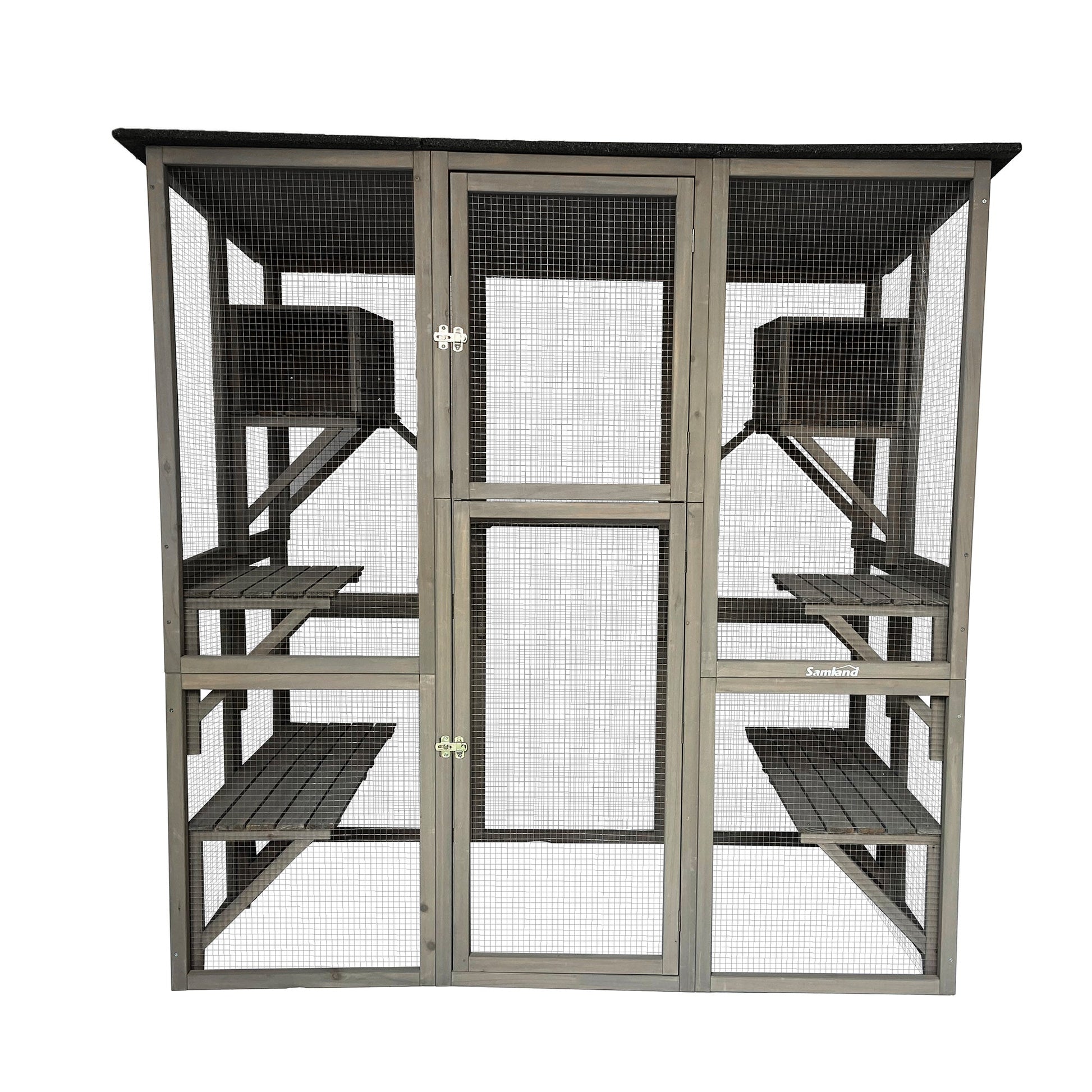 Samland Wooden Cat Cage Walk in Cat Condo House Kitten Ferret Enclosure Cage Pet Care > Coops & Hutches > Small Animal Habitats & Cages Samland