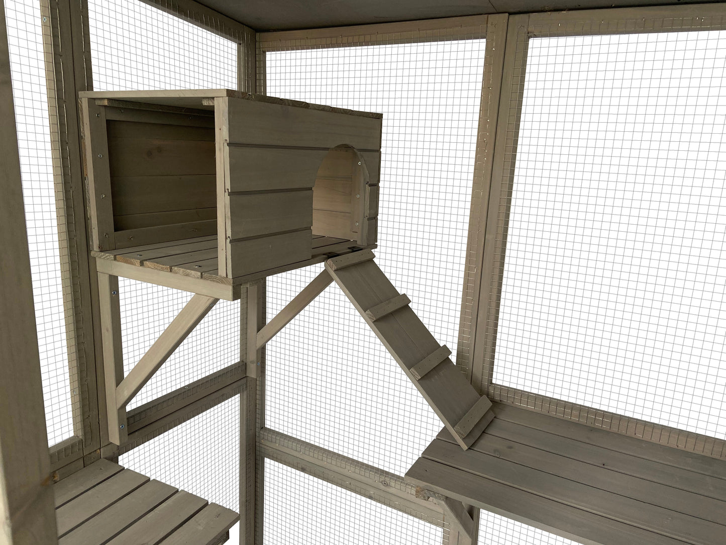 Samland Wooden Cat Cage Walk in Cat Condo House Kitten Ferret Enclosure Cage Pet Care > Coops & Hutches > Small Animal Habitats & Cages Samland