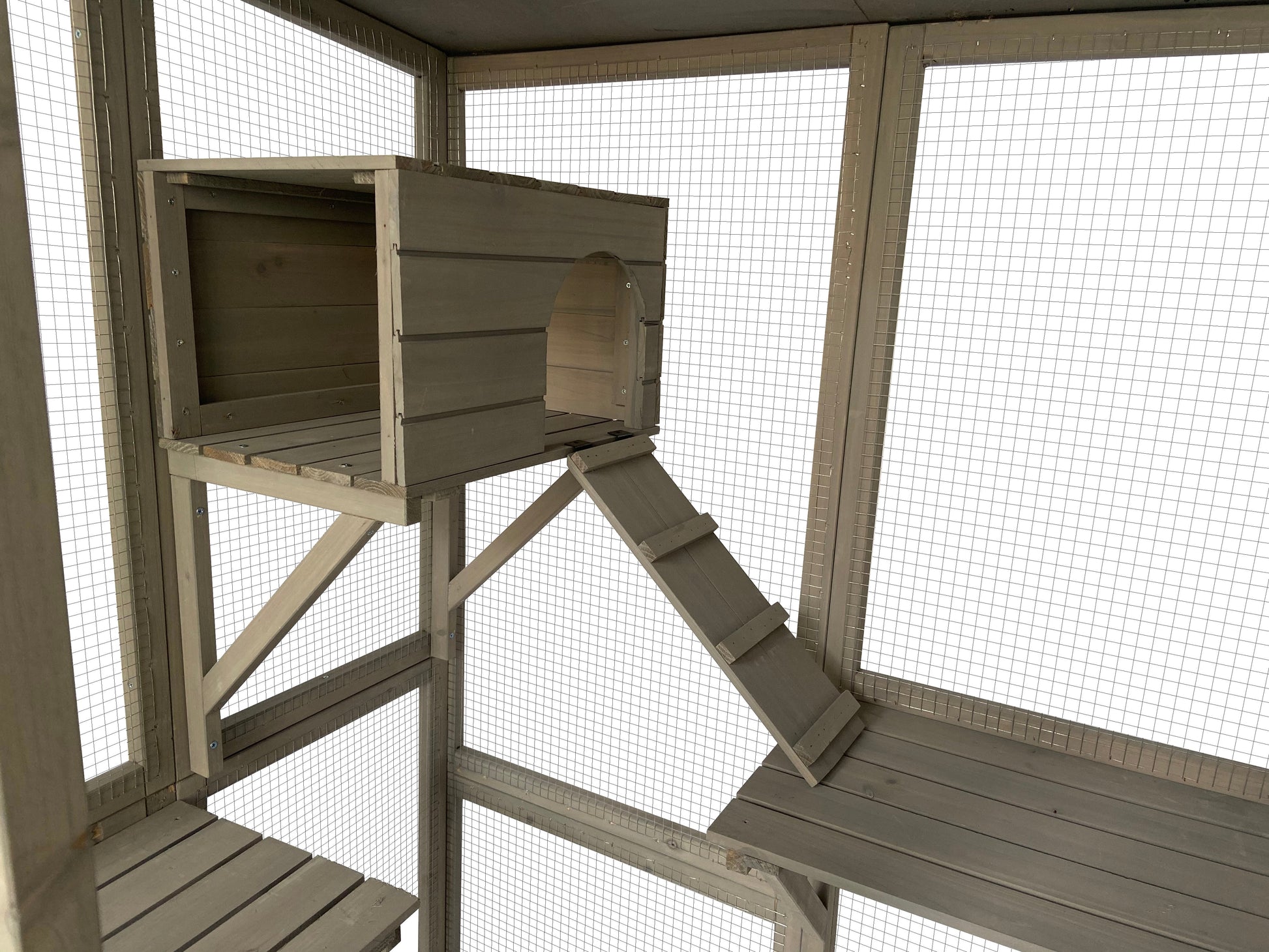 Samland Wooden Cat Cage Walk in Cat Condo House Kitten Ferret Enclosure Cage Pet Care > Coops & Hutches > Small Animal Habitats & Cages Samland