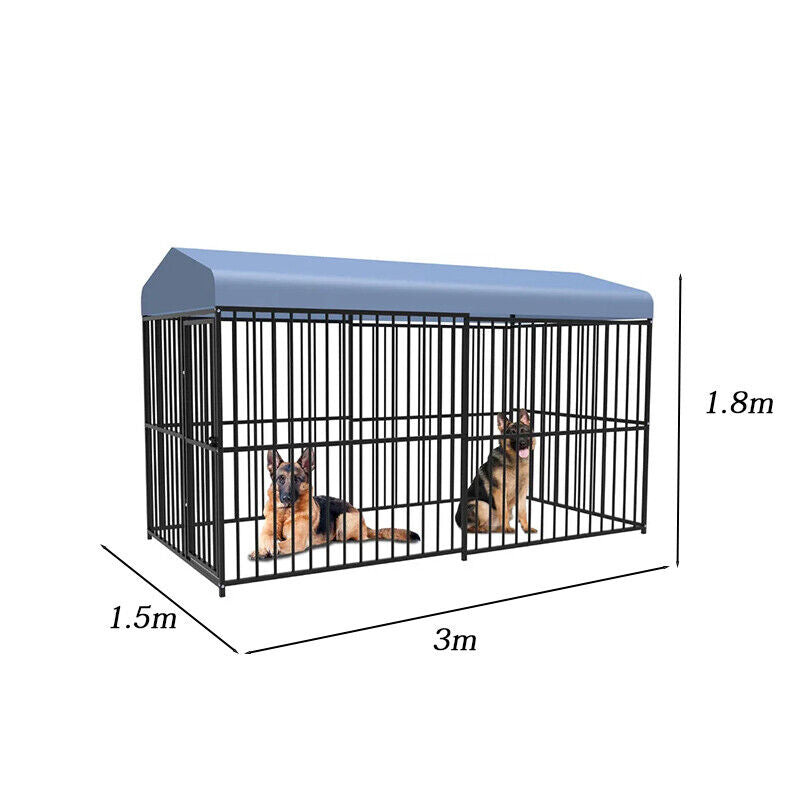 Pawhub Heavy Duty Dog Cage Black Metal Kennel Indoor Outdoor 3M Pet Care > Dog Supplies > Dog Kennels Woofy and Whiskers