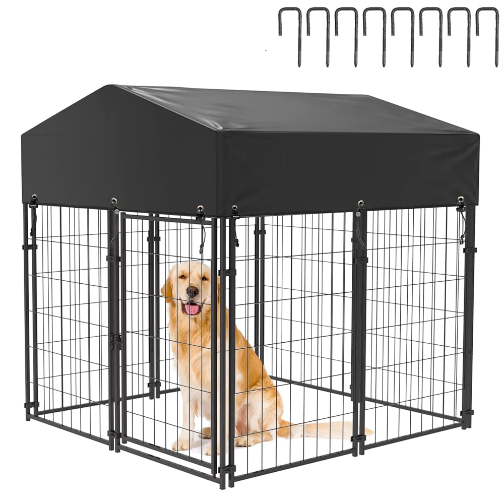 Outdoor Dog Kennel XS Pet Cage with Roof & Cover 127x120x134cm Pet Care > Dog Supplies > Dog Kennels Woofy and Whiskers
