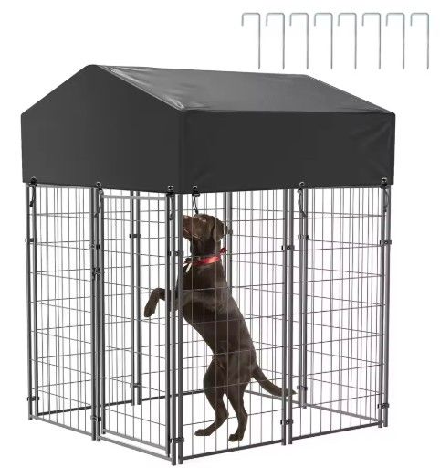 Small Outdoor Dog Kennel Pet Cage with Roof Cover 125x120x165cm Pet Care > Dog Supplies > Dog Kennels Woofy and Whiskers