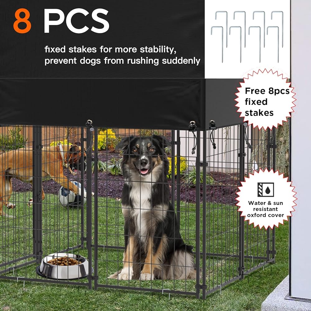 Small Outdoor Dog Kennel Pet Cage with Roof Cover 125x120x165cm Pet Care > Dog Supplies > Dog Kennels Woofy and Whiskers