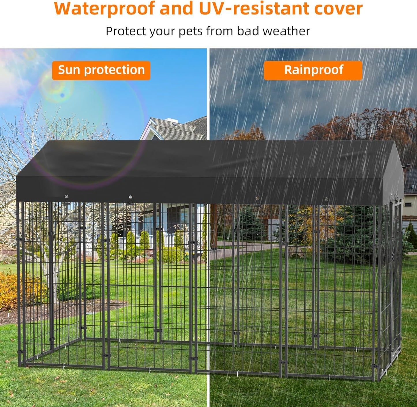Small Outdoor Dog Kennel Pet Cage with Roof Cover 125x120x165cm Pet Care > Dog Supplies > Dog Kennels Woofy and Whiskers