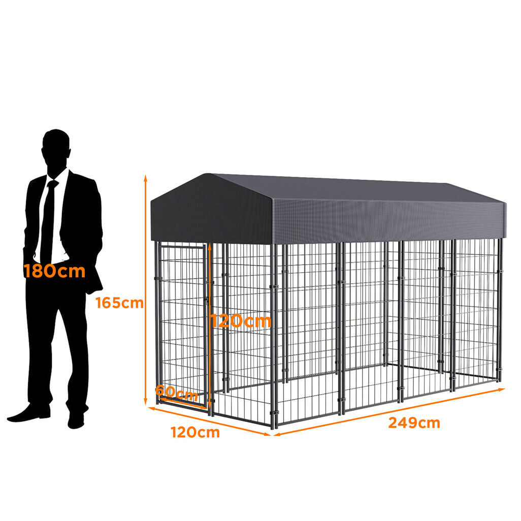 Large Outdoor Dog Kennel 250x120x165cm Pet Cage with Roof Pet Care > Dog Supplies > Dog Kennels Woofy and Whiskers