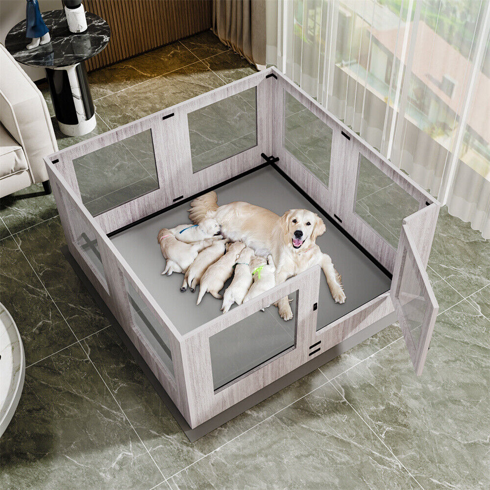 Indoor Dog Pen Tempered Glass Kennel w/ Pad Pet Care > Dog Supplies > Dog Playpens & Gates Woofy and Whiskers