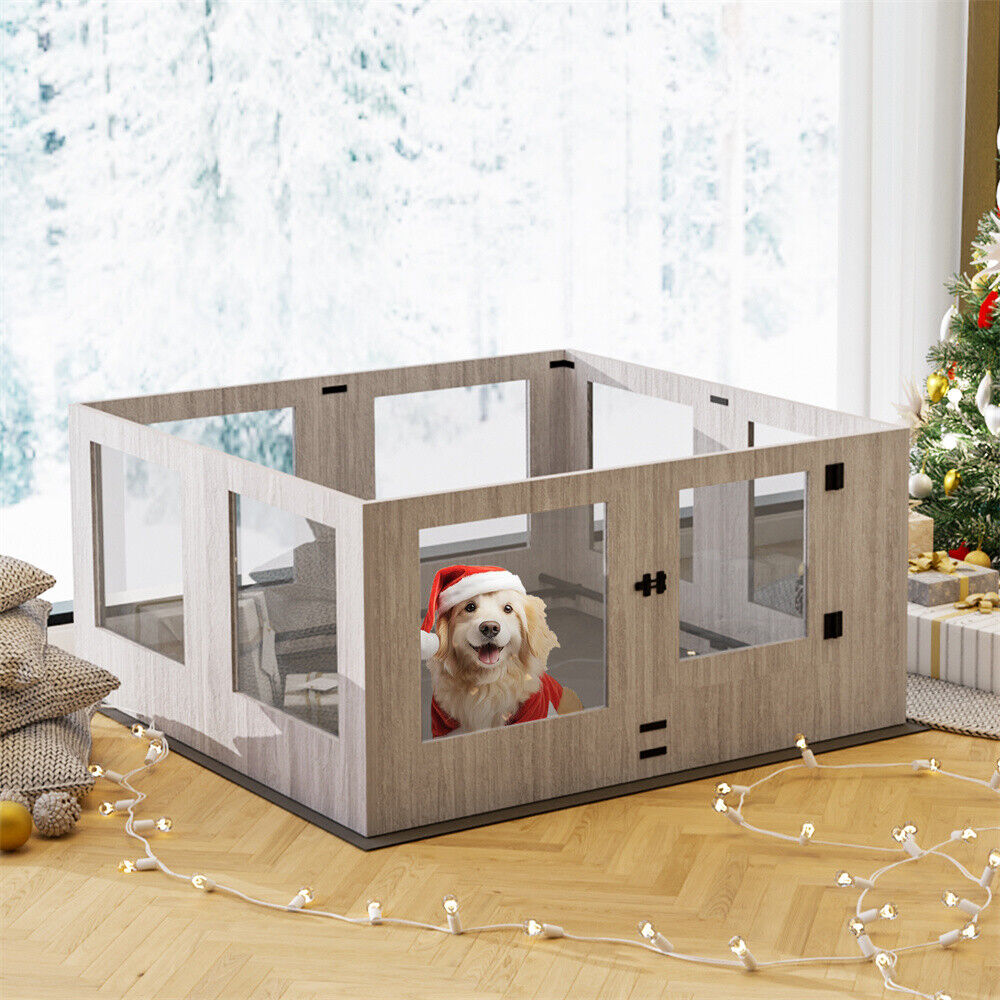 Indoor Dog Pen Tempered Glass Kennel w/ Pad Pet Care > Dog Supplies > Dog Playpens & Gates Woofy and Whiskers