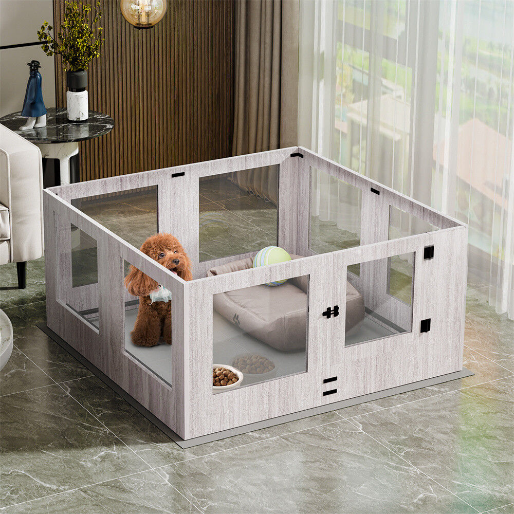Indoor Dog Pen Tempered Glass Kennel w/ Pad Pet Care > Dog Supplies > Dog Playpens & Gates Woofy and Whiskers